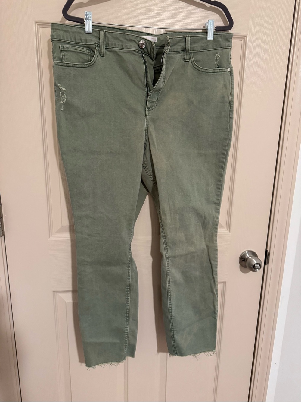 LC Lauren Conrad Olive Skinny Jeans with Raw Hem